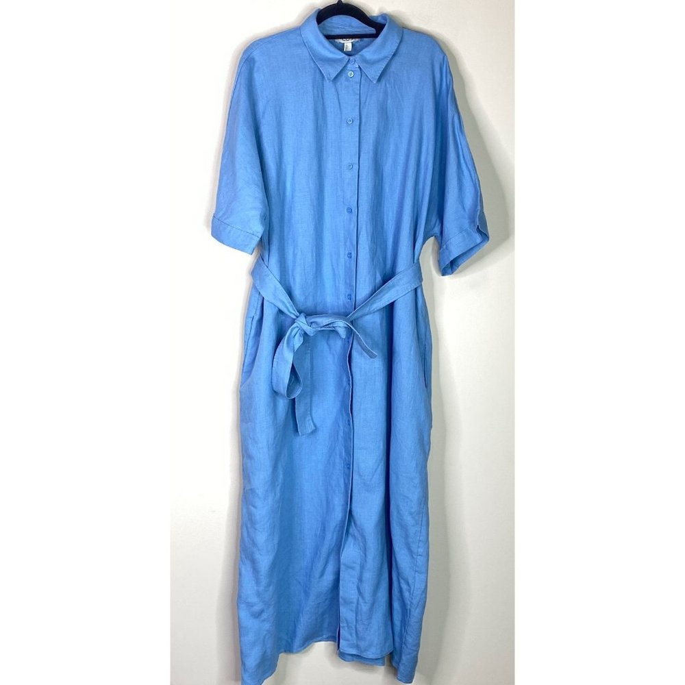COS Belted Linen Shirt Pocket Dress Women's Size Large